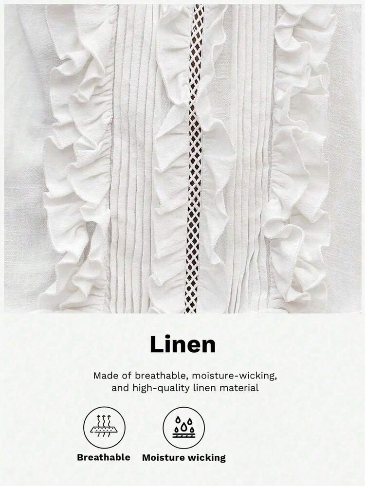 SHEIN Maija Vestido informal de vacaciones de unicolor con volantes en el bajo