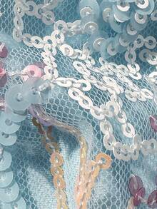 Swim Vcay Swim Bonvoyette 兩件式春夏度假花卉亮片紋理面料掛脖三角比基尼上衣與側綁比基尼泳褲性感女款泳衣套裝 - 彩色 - 查看 6