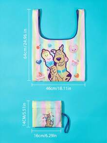 SCOOBY-DOO X Joivida 1pc Reusable  Foldable Large Capacity Tote Bag For Women,Versatile For Commuting, Travel, Shopping, Convenient Open-Close, Multi-Functional For Various Occasions, & Comfortable, Versatileback To School Backpack,School Bag,Large Capacity,Lightweight - Pink yellow - View 3