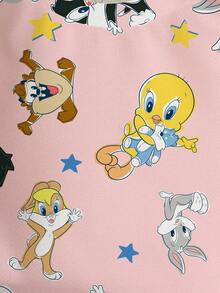 LOONEY TUNES X SHEIN Baby Girl Cartoon Pattern Print Long Sleeve Sweatshirt - White - View 3