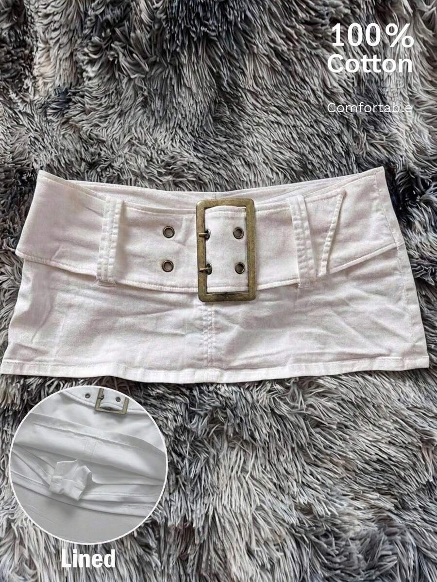 Attitoon Women's Solid Color Casual Versatile Daily Travel Skorts - White - View 1