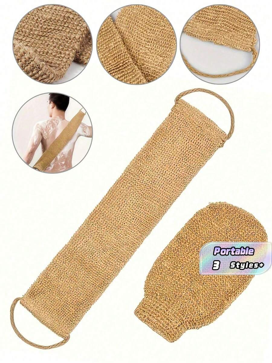 2pcs Exfoliating Bath Towels, Made Of Loofah Material, Gentle On Skin, Double-Sided Back Exfoliating Tool, Suitable For Men And Women, Thickened Bath Gloves - Multicolor - View 1