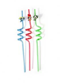 THE POWERPUFF GIRLS X SHEIN 1/3 Cute Cartoon Pattern Straw Cover With Straw, Gift Package. - Multicolor - View 5