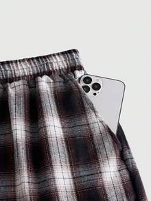 EASEVO Plus Size Men's Fashion Plaid Wide Leg Long Pants - Black and White - View 4
