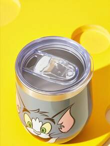 TOM & JERRY X SHEIN 360 Ml /12 Oz 不鏽鋼、防漏蓋，適用於熱飲/冷飲，適用於大多數杯架，禮物靈感 - 灰色 - 查看 4