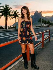 CAJUNI Women's All-Over Print Casual Party Travel Mini Camisole Dress - Multicolor - View 4