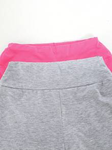 SHEIN 青少年女孩休閒百搭日常居家校園寬腰直筒運動長褲2件組 - 彩色 - 查看 7