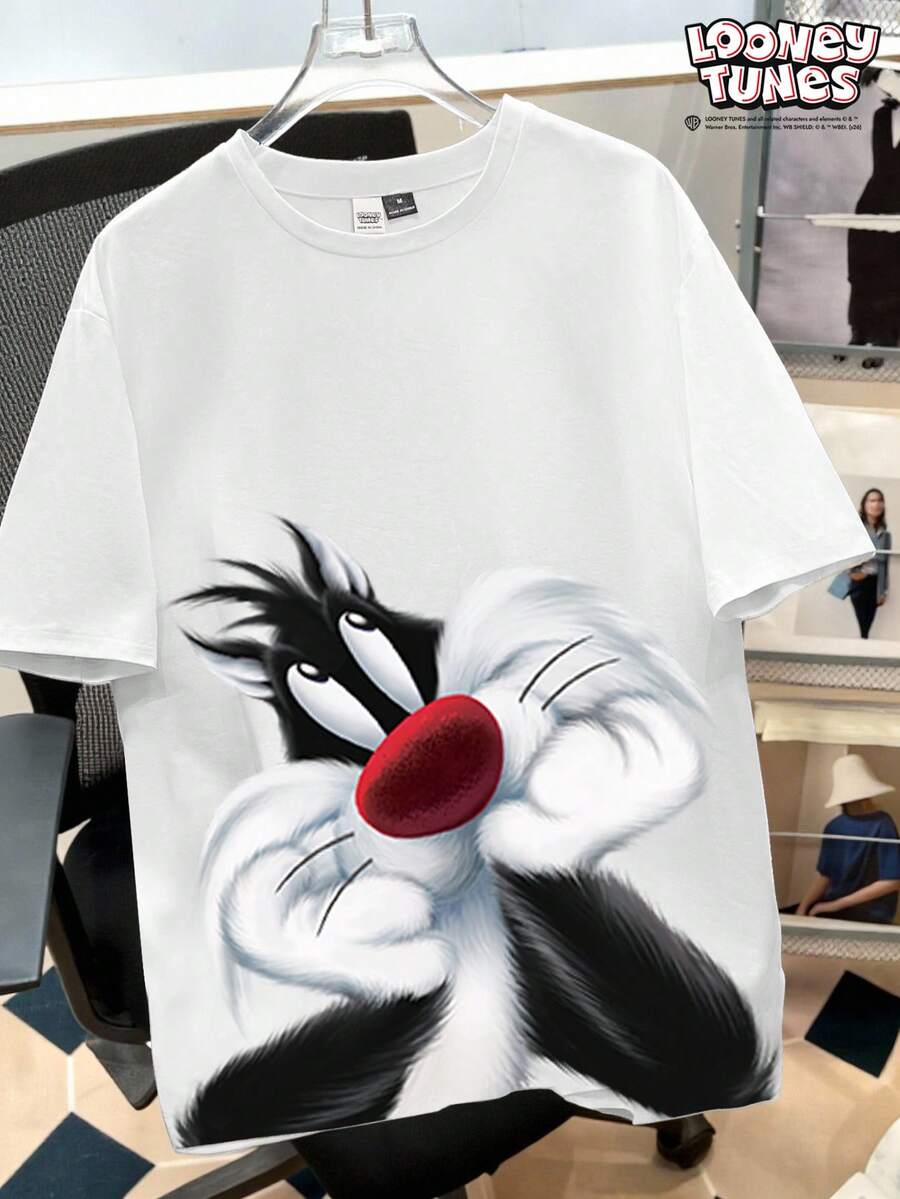 Looney Tunes X Manfinity Daypath 男士加大码印花圆领短袖T恤 - 白色 - 查看 1