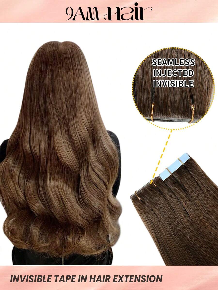 Seamless Injected Hand-Tied Pro Quality Virgin Human Hair Invisible Tape In Hair Extensions Human Hair Natural Black 50G Straight Tape Ins Tape In Hair Tape Ins Hair Extensions - S4 - View 1