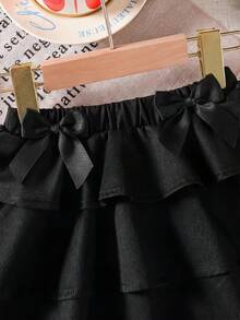 SHEIN 少女休閒 90年代混搭街頭極簡運動風學院風黑色蛋糕半身裙，四季皆宜，適合居家與校園穿著 - 黑色 - 查看 8