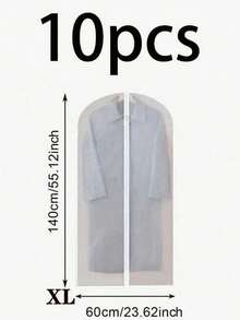 1-5pcs Clothes Garment Cover Bags, Semi-Transparent Suit Cover Protectors, Storage Dust Bags - White - View 10