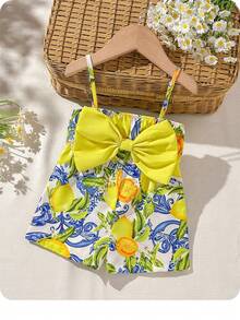 Cute Baby Girl: Casual, Simple, And Adorable With All-Over Print And Bow. Suitable For Birthday Par - Yellow - View 10