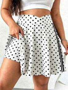 EMERY ROSE Plus Size Women's Polka Dot Fashionable Versatile Vacation Date Shorts, Dating, Commuting, Party, Au - Multicolor - View 1