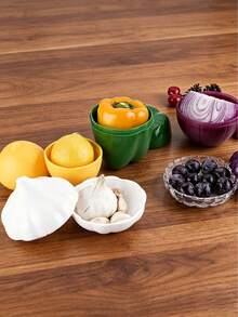 1pc/2pcs/5pcs/6pcs Reusable Vegetable/Fruit Fresh-Keeping Boxes, Lemon/Onion/Garlic/Bell Pepper/Apple/Tomato Storage Containers, Refrigerator Kitchen Utensil Cabinet Organizer,Perfect For Holiday Parties Camping Family And Leftover Food Preservation - Multicolor - View 4
