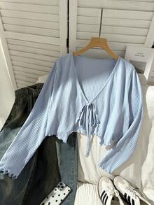 Comfortcana Chaqueta tipo cárdigan ligera de talla grande, protección solar y aire acondicionado - Celeste - Ver 3