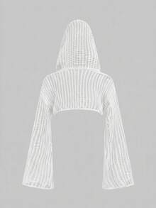 ROMWE Grunge Punk Millennium Y2K Wasteland Versatile Hooded Sweater - White - View 2