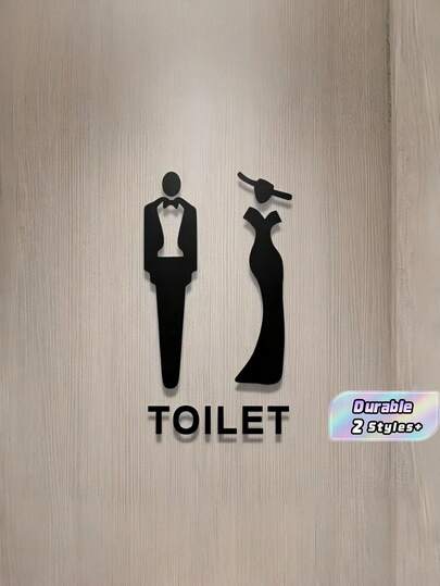 1set Acrylic Toilet Sign With 3D Male & Female Symbols, Office & Public Restroom Indication Plaque Best Gifts Birthday Graduation