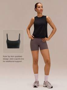 GLOWMODE Pima Cotton Reflective Slit Tank Top Gym - Black - View 6