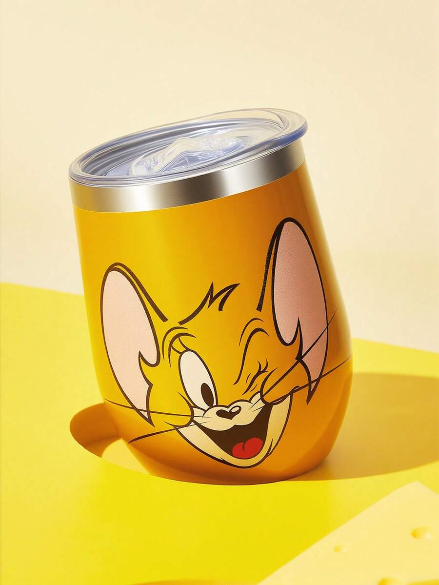 TOM & JERRY X SHEIN 360 Ml /12 Oz 不鏽鋼、防漏蓋,適用於熱飲/冷飲,適用於大多數杯架,禮物靈感 - 棕色 - 查看 1