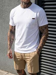 Manfinity CasualCool Men's Casual Short Sleeve T-Shirt And Shorts 2 Pieces Set, Spring/Summer, Holiday - Multicolor - View 4