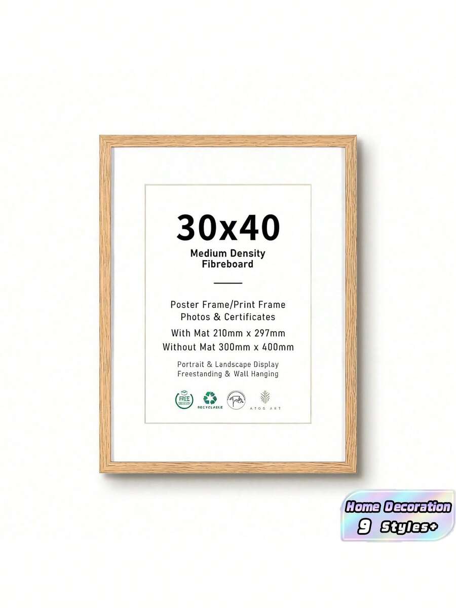 1/2/3PCS Oak Color Solid Wood Art Picture Frame Modern Minimalist Wall Hanging Decor Photo Frame With Stand For A4 30x40cm A3 Pure Wood Frame Tabletop Display Home Decoration Wall Art - Oak - View 1