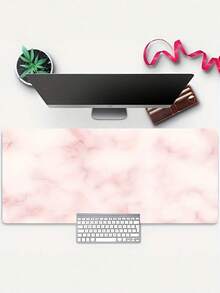 1 Large Extended Pink White Marble Pattern Gaming Desk Pad Mouse Pad For Desktop Laptop Office Gaming Minimalist All Computers Durable Smooth Surface Easy Clean Ideal Gift - multicolor - View 4