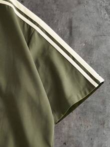 AXEPEAK Camisa casual de hombre con bloques de color y rayas, para verano - Verde - Ver 5