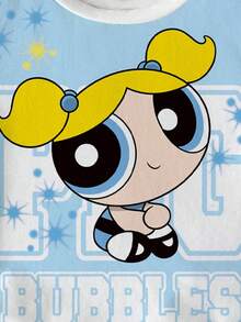 THE POWERPUFF GIRLS X SHEIN 女童圆领短袖休闲百搭T恤 - 白色 - 查看 4