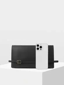 MOTF 女士黑色手拿包，精緻肩帶，時尚簡約通勤法棍包，適合日常、通勤、購物、約會 - 黑色 - 查看 5