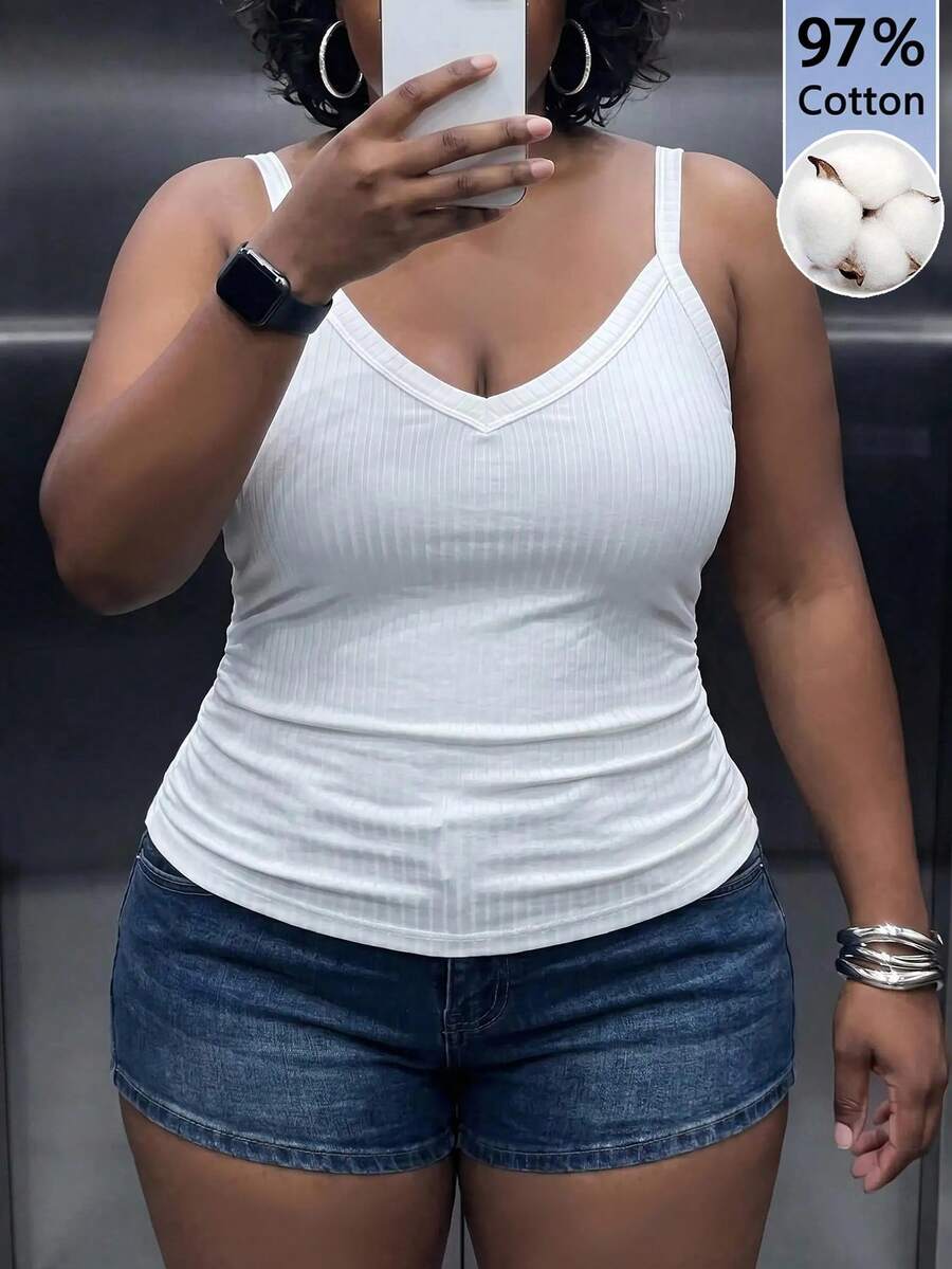 Slaydiva Plus Size Women Solid Color Pleated Slim Fit Versatile Casual Daily Top Bussines Lounge White Summer - White - View 1