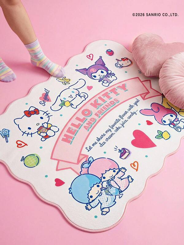 HELLO KITTY AND FRIENDS | Joivida 1件授權卡通地毯，柔軟絨毛地板墊，可愛角色設計，舒適多彩家居裝飾，適合臥室、客廳、沙發或兒童房，為您的空間增添趣味與舒適感
