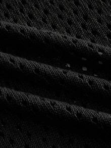 ROMWE MEN Men's World Cup Brazil Team Embroidered Pattern Striped Jacquard Knit Polo Shirt - Black - View 5