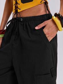 ACID BLVD Streetwear Parachute Cargo Denim Jeans - Black - View 7