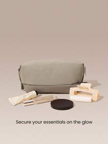 GLOWMODE Bolsa de aseo impermeable CompactGo pequeña de 3L, bolsa de viaje resistente al agua con compartimento con cremallera, base antideslizante, ligera, organizadora para viajes, gimnasio y transporte - Caqui - Ver 2