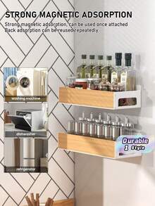 Magnetic Spice Rack For Refrigerators, Magnetic Spice Rack For Kitchen Storage, Multi-Functional Kitchen Organizer Rack That Requires No Drilling, Space-Saving Home Storage, Home Decor. - White - View 1