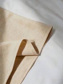 Yunfilé 女款夏季花卉刺繡V領無袖背心上衣，棉麻質感立領無袖上衣 - 杏色 - 查看 6