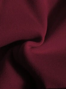 SHEIN 女士秋季字母印花落肩长袖拉链前袋休闲卫衣 - 酒紅色 - 查看 5