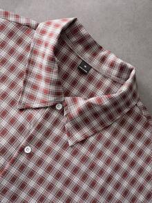 PAVTROS Men's Letter Embroidery Plaid Pattern Short Sleeve Shirt And Shorts Set - Multicolor - View 6