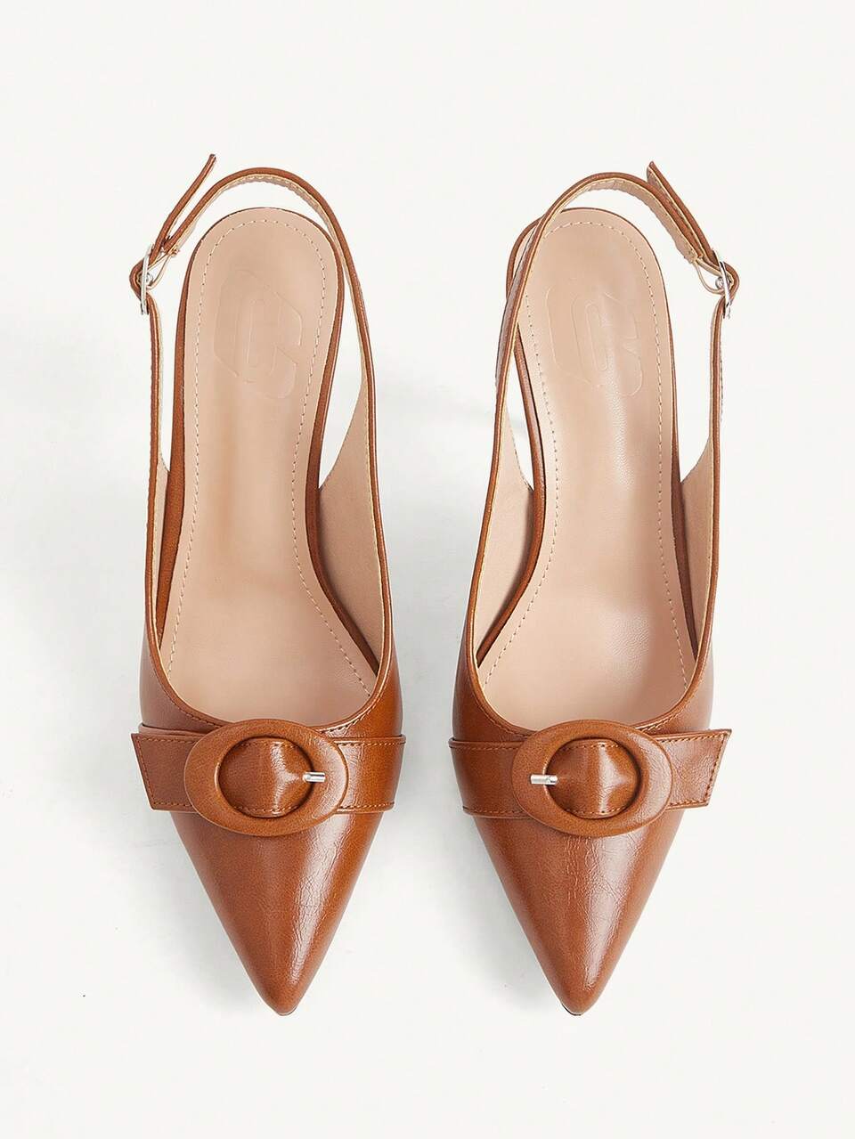 CUCCOO CHICEST Retro Orange Round Buckle Pointed Back Empty Stilettos, French Retro Elegant Style, Suitable For Light And Mature Women Who Like Retro Clothes, Suitable For Afternoon Tea, Retro Dating, Niche Pie And Other Romantic Occasions