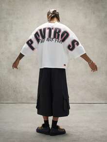 PAVTROS Men's Letter Print Round Neck Short Sleeve T-Shirt - White - View 6