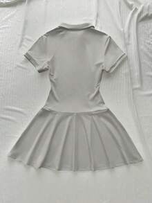 POPSWAY Plus Size Women's Equestrian Print Casual Daily Dress - Light Grey - View 2