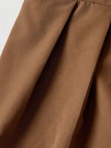 SHEIN MOD Plus Size Brown Elegant Casual Commuter Wide Leg Suit Pants Metal Chain Decor Long Urban Modern Office Formal Workwear Young Lady Summer - Rust Brown - View 6