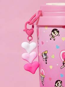 THE POWERPUFF GIRLS X SHEIN 500ml /16 Oz 真空保溫不鏽鋼杯，1個防漏蓋，適用於熱飲/冷飲，適用於大多數杯架 - 粉色 - 查看 5