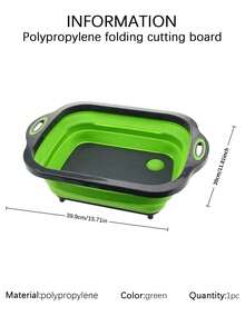 1 Juego de tabla de cortar plegable - Tabla de cortar plegable apta para lavavajillas, tazón de preparación con colador incorporado para frutas y verduras y base antideslizante - Rejilla para fregadero de cocina de 8.5 cuartos - Diseño ahorra espacio, adecuado para autocaravanas, apartamentos y viajes de camping - Verde - Ver 12