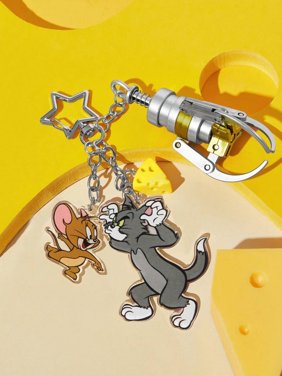 TOM & JERRY X SHEIN 可愛卡通鋅合金包包吊飾、吊飾、紀念品、收藏品,適合作為禮物,可用於錢包、書包、背包、汽車配件 - 彩色 - 查看 1