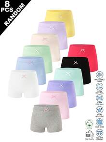 Bragas tipo hipster de color macaron sólido para niñas, surtido aleatorio de 8 piezas - Multicolor - Ver 5