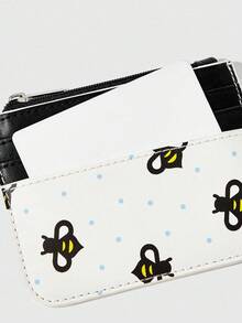 ROMWE Kawaii Honey Polka Dot Printing Multi-Layer Storage Card Bag, Push Card Storage - White Black - View 6