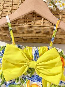 Cute Baby Girl: Casual, Simple, And Adorable With All-Over Print And Bow. Suitable For Birthday Par - Yellow - View 8