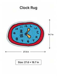 Joivida Funny Clock-Shaped Absorbent Bath Mat, Asymmetrical Cartoon Design, Available In "Lucky Clock" & Other Styles, Made Of Soft Faux Cashmere/Crystal Velvet, Sizes From 50*70cm To 90*130cm, Non-Slip & Water-Absorbent, Ideal For Bathroom, - multicolor - View 14