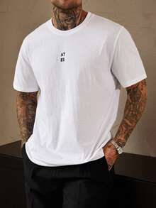 DAZY Men's White T-Shirt With Letter Embroidery Design Summer - White - View 5
